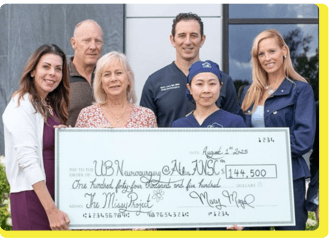 The Missy Project presenting a $144,500 grant check to UBN Neurosurgery @ Ale FMSC