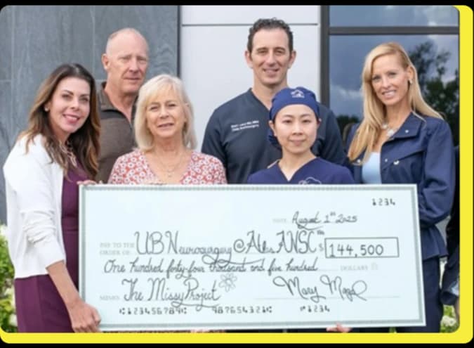 The Missy Project presenting a $144,500 grant check to UBN Neurosurgery @ Ale FMSC